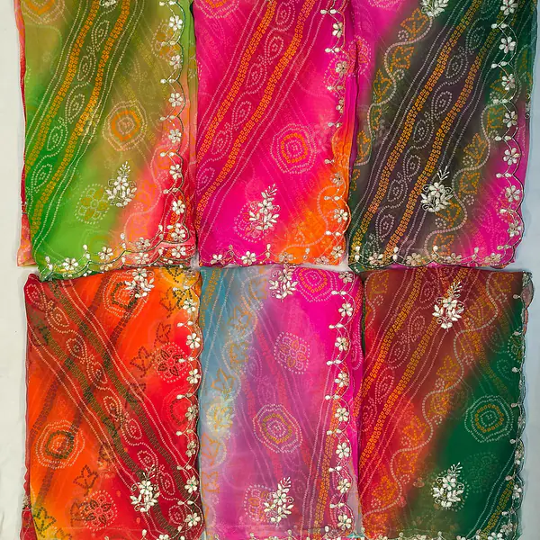 BHANDEJ PACHRANGI GOTTA PATTI HANDWORK SAREE - LIGHT GREEN 1