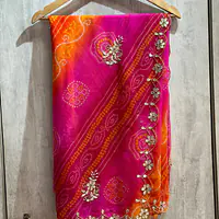 BHANDEJ PACHRANGI GOTTA PATTI HANDWORK SAREE - LIGHT PINK 2