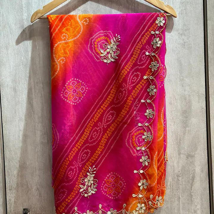 BHANDEJ PACHRANGI GOTTA PATTI HANDWORK SAREE - LIGHT PINK 2