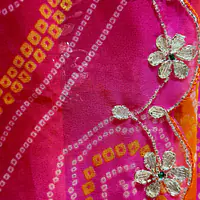 BHANDEJ PACHRANGI GOTTA PATTI HANDWORK SAREE - ORANGE YELLOW 4