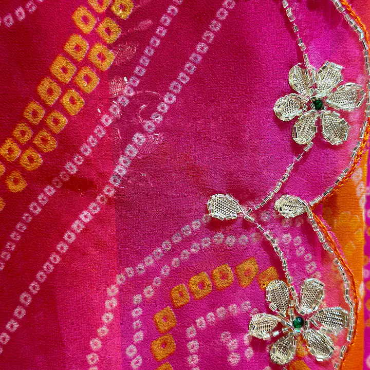 BHANDEJ PACHRANGI GOTTA PATTI HANDWORK SAREE - ORANGE YELLOW 4