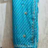 PURE CHIFFON HANDWORK LAHARIYA SAREE - Multicolour lahariya Saree