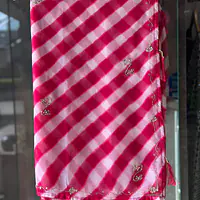 PURE CHIFFON HANDWORK LAHARIYA SAREE - Blue Lahariya