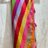 PURE CHIFFON HANDWORK LAHARIYA SAREE