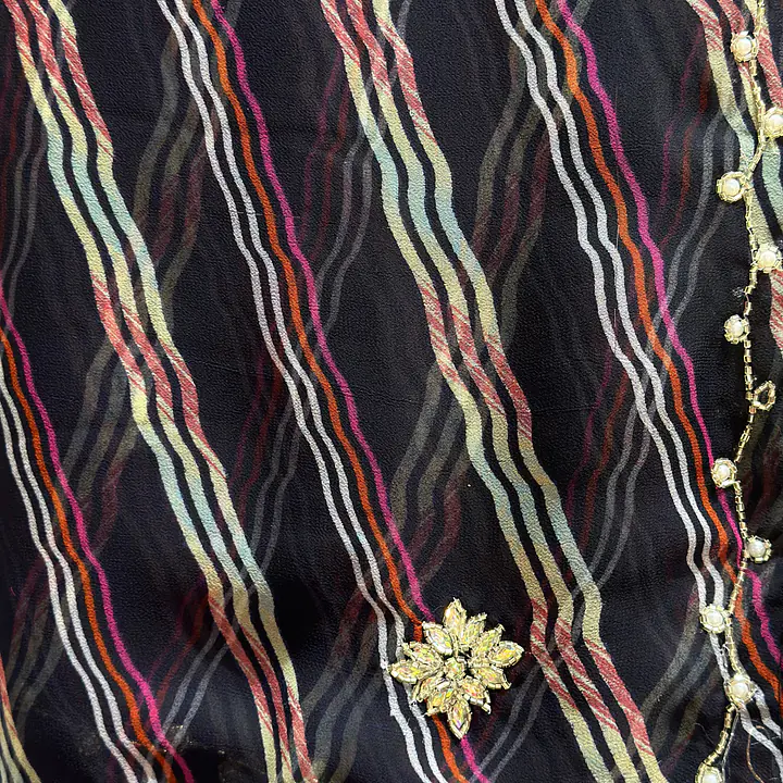 PURE CHIFFON HANDWORK LAHARIYA SAREE