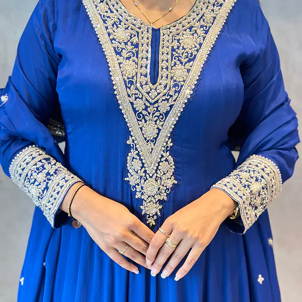 RAKHI SPECIAL ZARDOSI HANDWORK ANARKALI SUIT - Rani Pink - 38