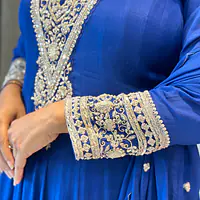RAKHI SPECIAL ZARDOSI HANDWORK ANARKALI SUIT - Navy Blue - 40