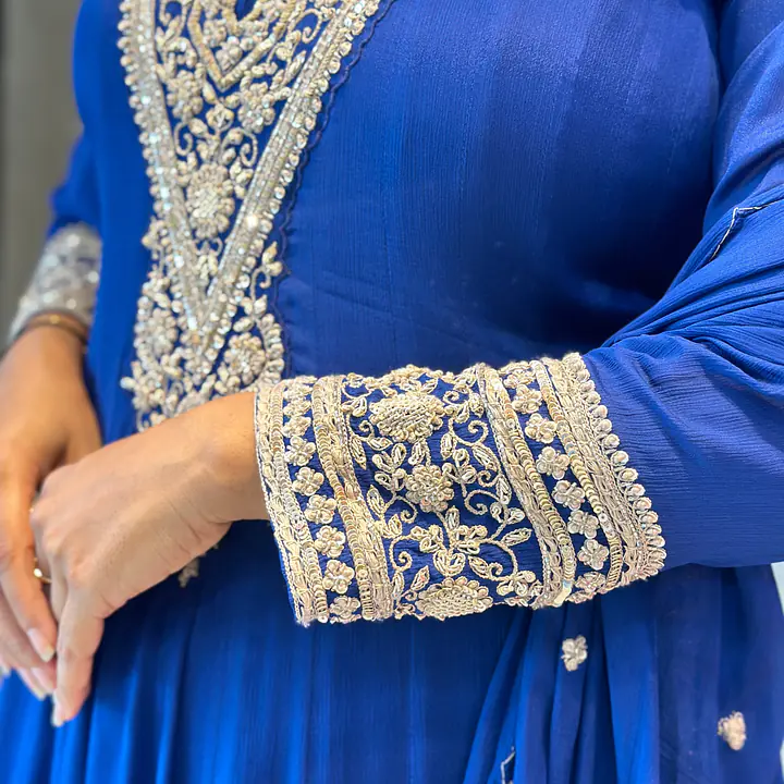 RAKHI SPECIAL ZARDOSI HANDWORK ANARKALI SUIT - Navy Blue - 40