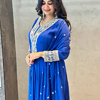 RAKHI SPECIAL ZARDOSI HANDWORK ANARKALI SUIT - Navy Blue - 42