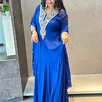 RAKHI SPECIAL ZARDOSI HANDWORK ANARKALI SUIT - Rani Pink - 40
