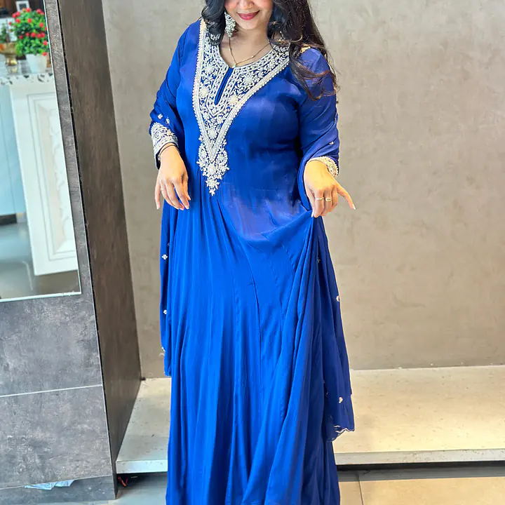 RAKHI SPECIAL ZARDOSI HANDWORK ANARKALI SUIT - Rani Pink - 40