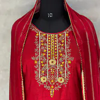 MODAL SILK HANDWORK SUIT SET FOR RAKHI - 40 - Dark Green