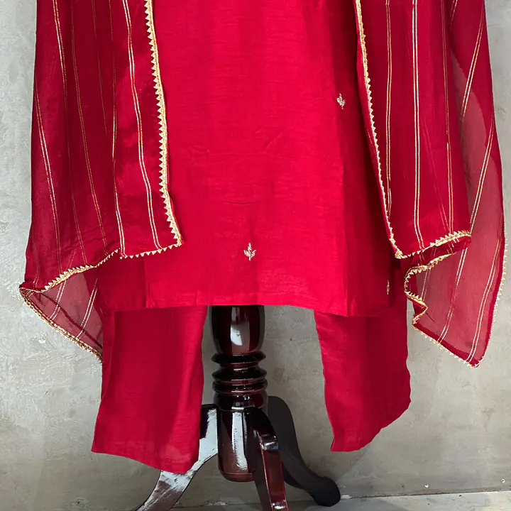 MODAL SILK HANDWORK SUIT SET FOR RAKHI - 44 - Dark Green