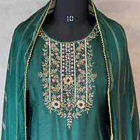 MODAL SILK HANDWORK SUIT SET FOR RAKHI - 38 - Maroon