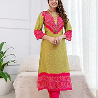 PURE MUSLIN BHANDEJ SUIT SET - 38