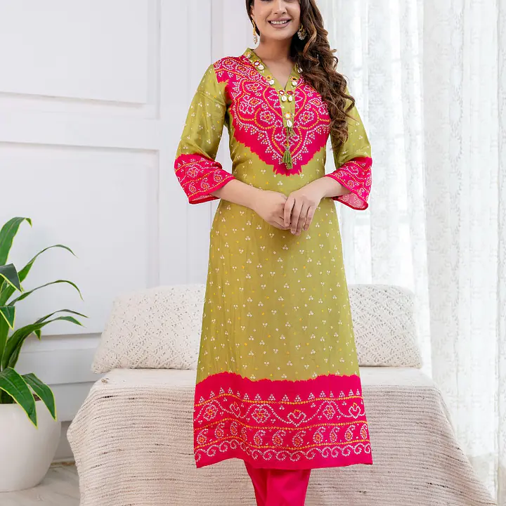 PURE MUSLIN BHANDEJ SUIT SET - 38