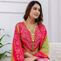 PURE MUSLIN BHANDEJ SUIT SET