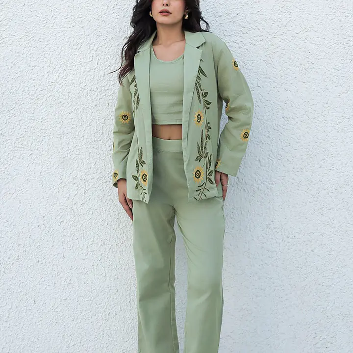CO-ORD SET WITH JACKET - Sea Green - 40