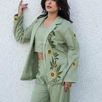CO-ORD SET WITH JACKET - Sea Green - 42