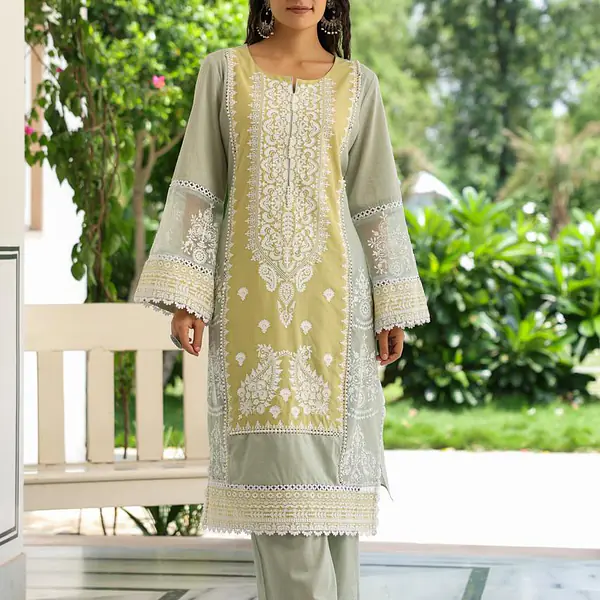 PREMIUM PAKISTANI STYLE STRAIGHT SUIT - Sea Green - 38