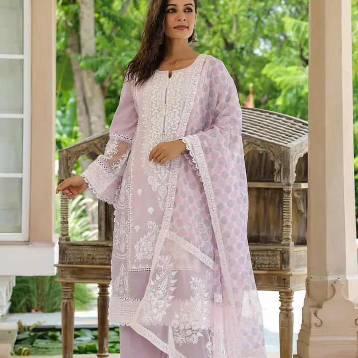 PREMIUM PAKISTANI STYLE STRAIGHT SUIT - Baby Pink - 44