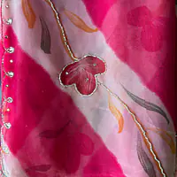 FLORAL PRINT HANDWORK SAREE - Yellow floral