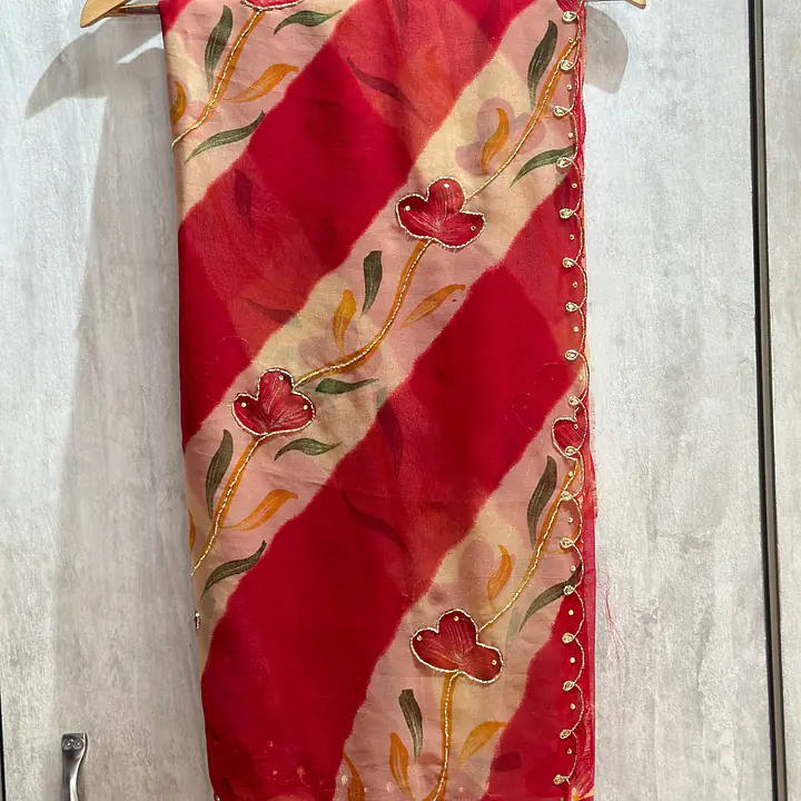FLORAL PRINT HANDWORK SAREE