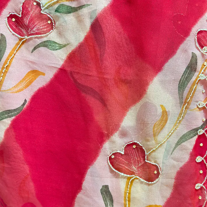 FLORAL PRINT HANDWORK SAREE