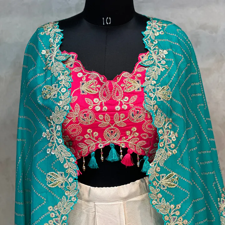 INDO-FUSION SHURG SKIRT SET - Sky blue SHURG - 38