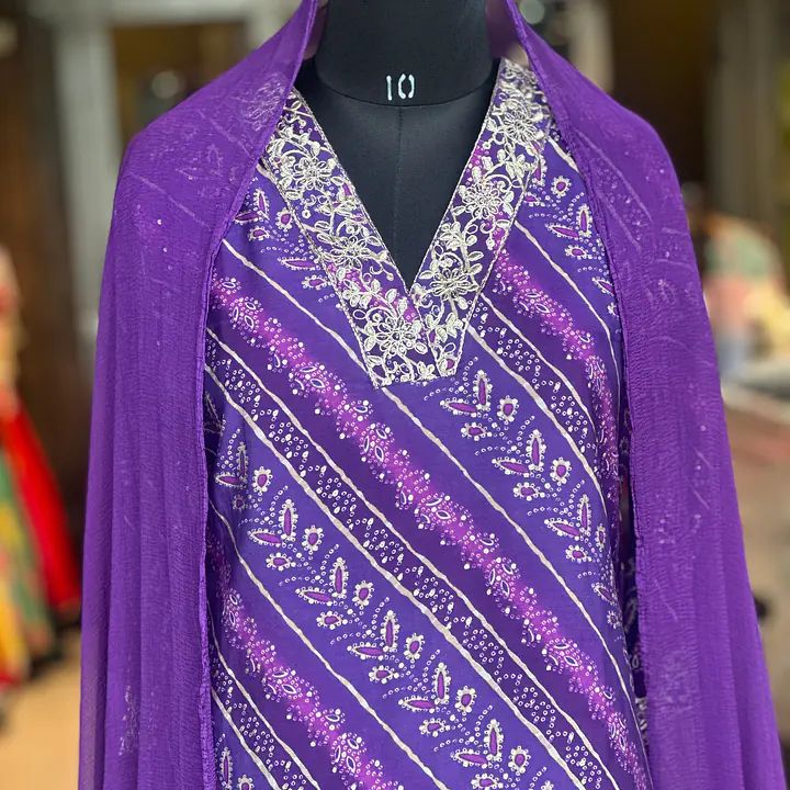 MODAL SILK LAHARIYA SUIT SET - 38