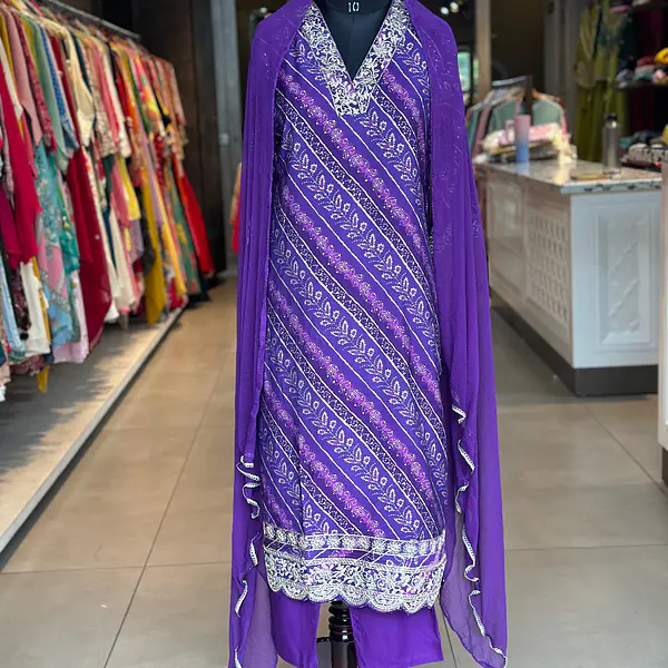 MODAL SILK LAHARIYA SUIT SET - 40