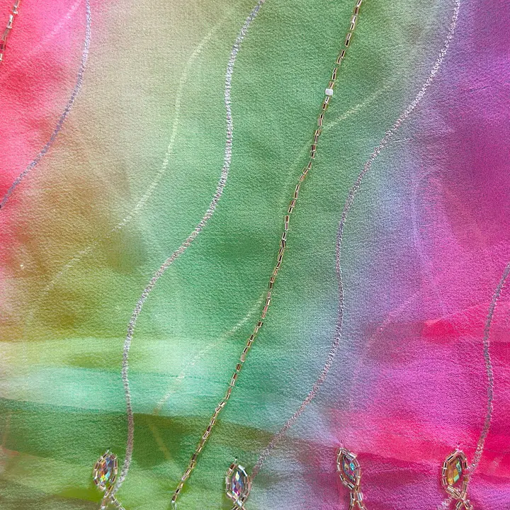 PURE CHIFFON HANDWORK LAHRIYA SAREE