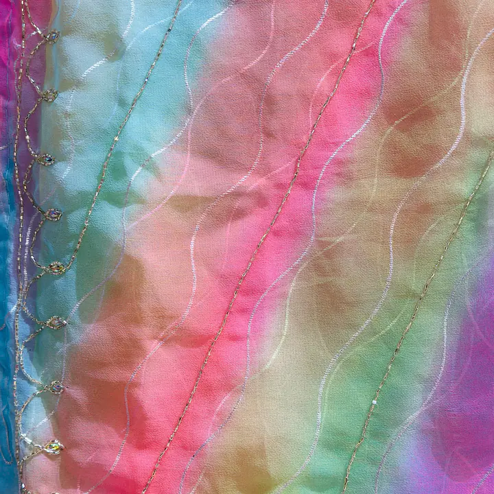 PURE CHIFFON HANDWORK LAHRIYA SAREE
