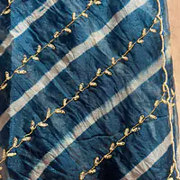 PURE SOFT ZARI TISSUE LAHRIYA HANDWORK SAREE - Baby pink