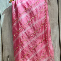 PURE SOFT ZARI TISSUE LAHRIYA HANDWORK SAREE