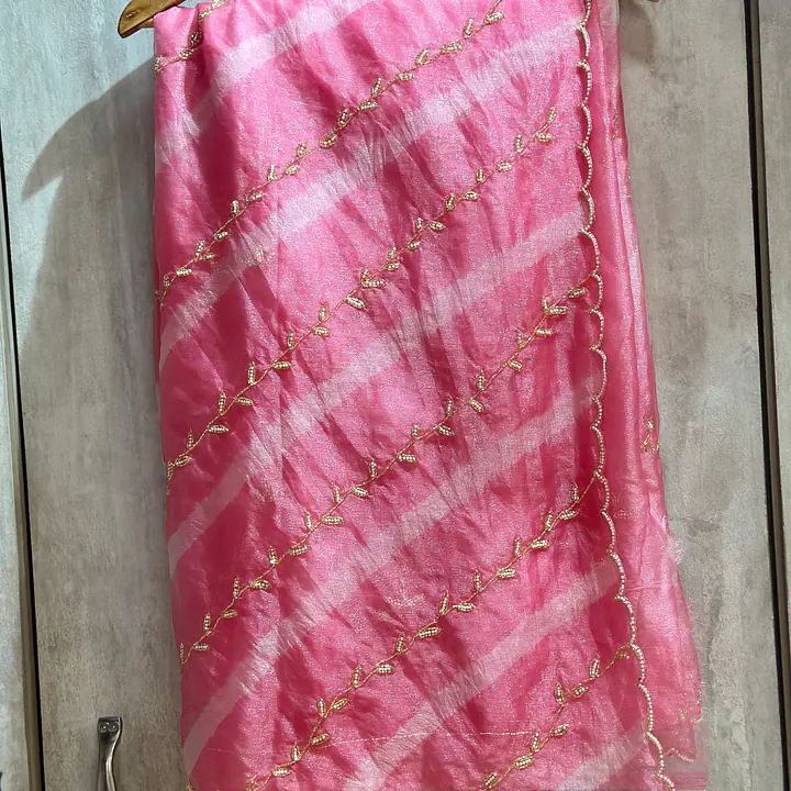 PURE SOFT ZARI TISSUE LAHRIYA HANDWORK SAREE