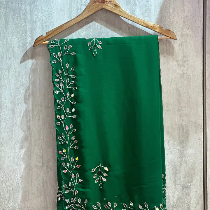 GEORGETTE HANDWORK SAREE - Baby pink