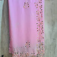 GEORGETTE HANDWORK SAREE - Yellow