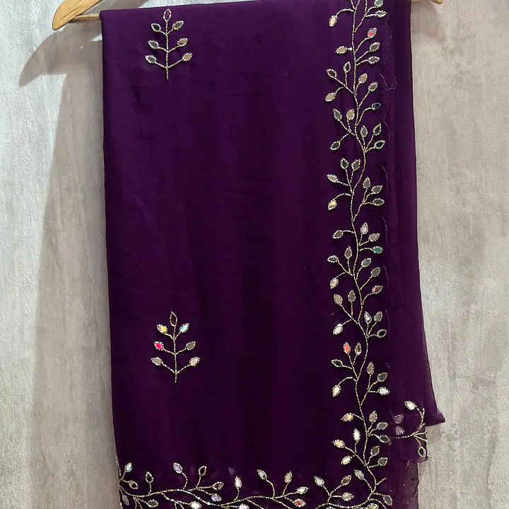 GEORGETTE HANDWORK SAREE - Peach