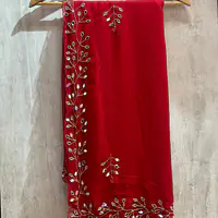 GEORGETTE HANDWORK SAREE - Light Purpule