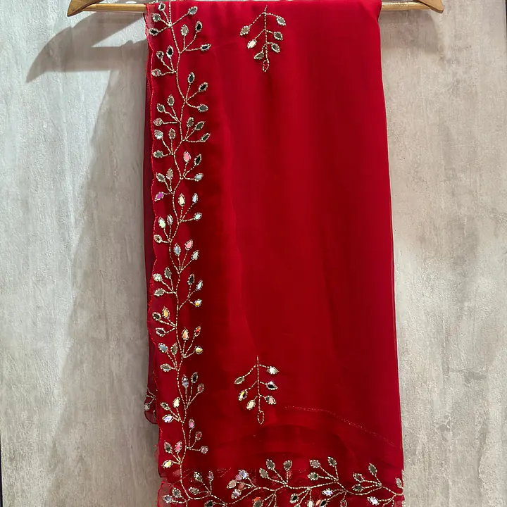 GEORGETTE HANDWORK SAREE - Light Purpule