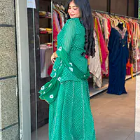 MOTHDA SPECIAL SKIRT SET IN PLUS SIZE - GREEN - 50