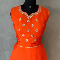 INDO FUSION HANDWORK PLAZO SET - Orange - 40