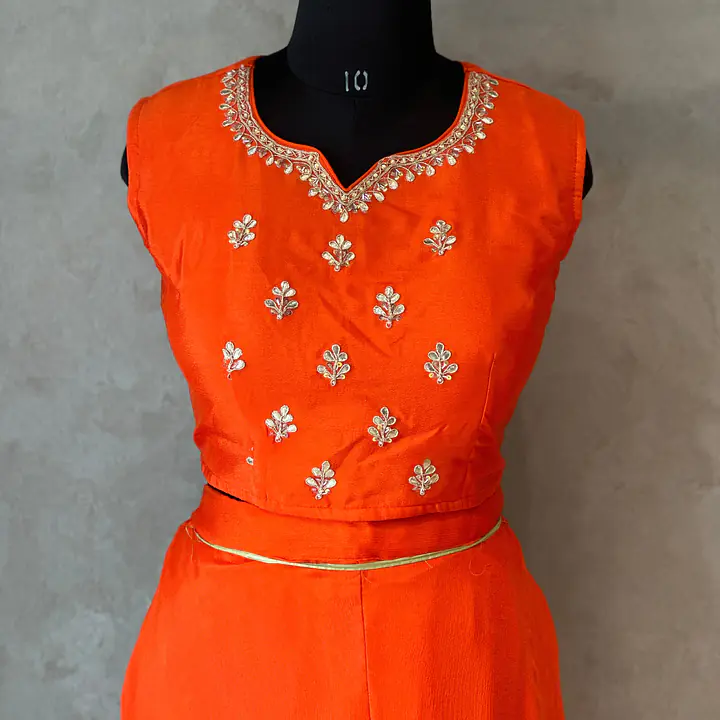 INDO FUSION HANDWORK PLAZO SET - Orange - 40