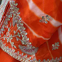 INDO FUSION HANDWORK PLAZO SET - Orange - 44