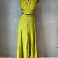 INDO FUSION HANDWORK PLAZO SET - Mehndi Green - 44
