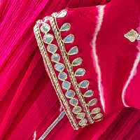BRIDE SPECIAL LAHARIYA HANDWORK SUIT - Rani Pink - 40