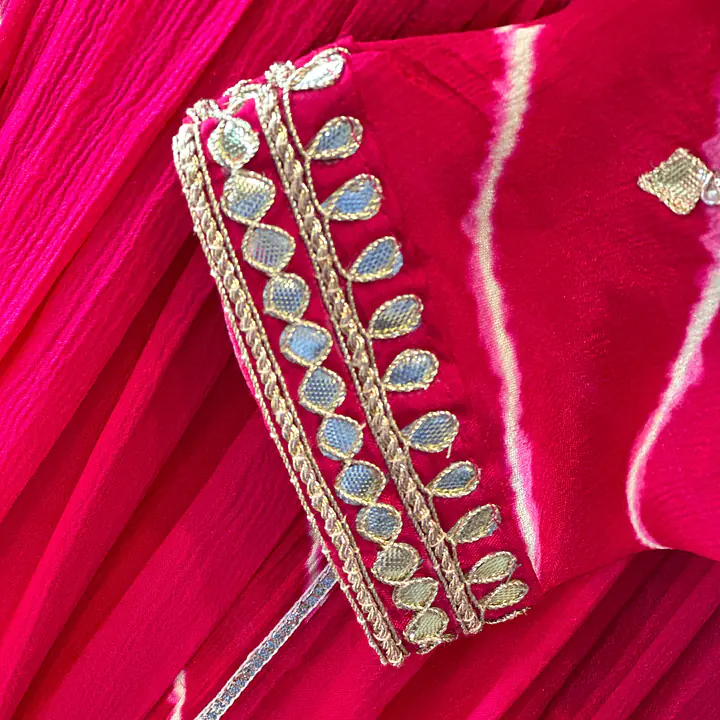 BRIDE SPECIAL LAHARIYA HANDWORK SUIT - Rani Pink - 40