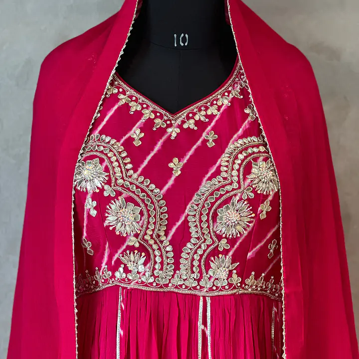 BRIDE SPECIAL LAHARIYA HANDWORK SUIT - Rani Pink - 42