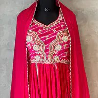 BRIDE SPECIAL LAHARIYA HANDWORK SUIT - Cherry Red - 40